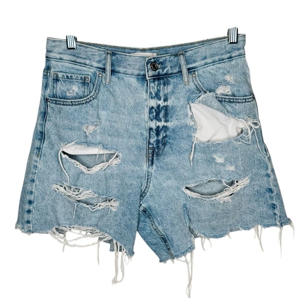 Pac Sun PacSun High Rise Relaxed Shorts Distressed Ripped Denim Jean Size 27